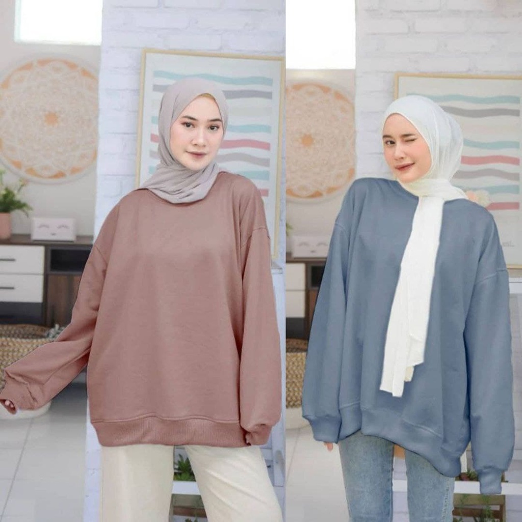 SWEATER BASIC XXL OVERSIZE - SWEATER WANITA BIG SIZE bahan fleece