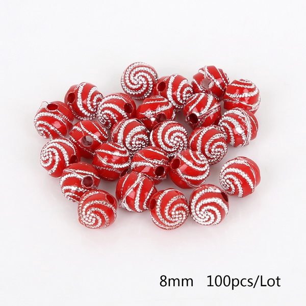 100pcs / Lot Manik-Manik Bola Bulat Bahan Akrilik Ukuran 8mm Untuk Membuat Perhiasan Gelang Kalung