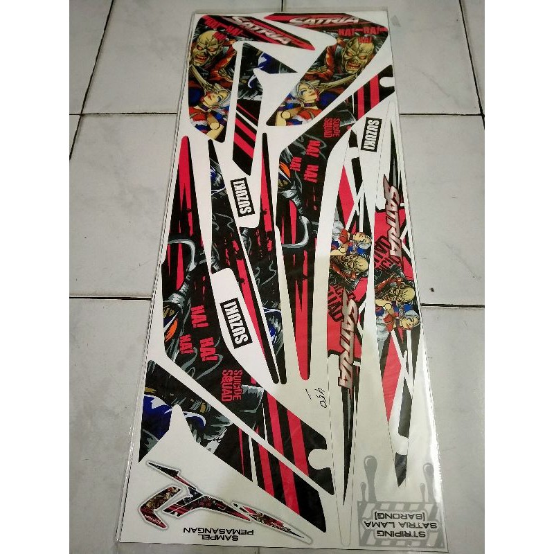 sticker variasi motor satria Fu barong motif joker