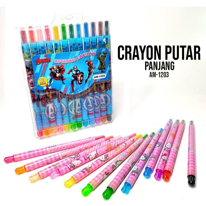 

crayon / crayon putar 12warna / oil pastel / rolling crayon / crayon putar Pendek