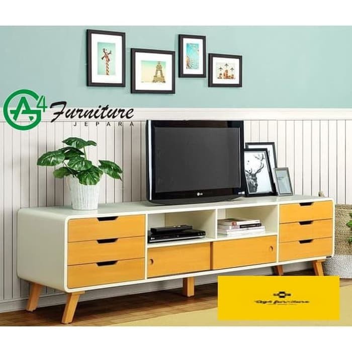 Bufet Tv Meja Tv Minimalis 6 Laci Warna Putih Kayu Bufet Tv Meja Tv Minimalis 6 Laci Warna Putih Kayu