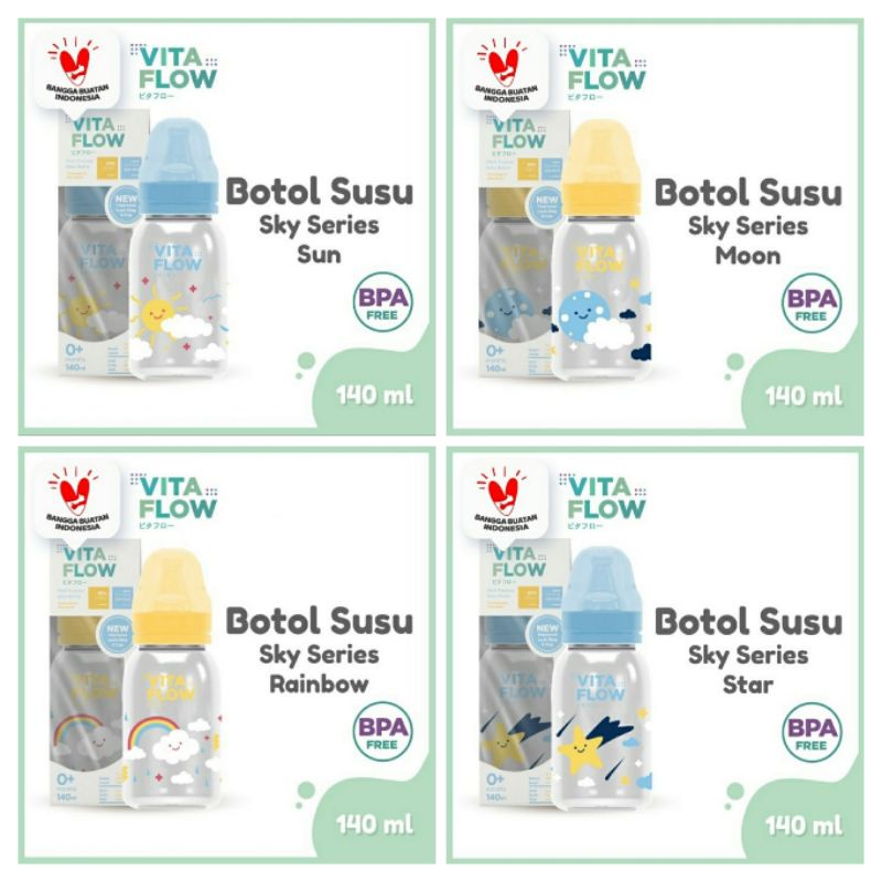 VITA FLOW Botol Susu Multifungsi 140ml Sky Series Nursing Bottle