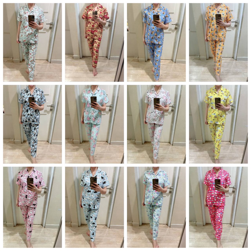PEPOY SHOP Setelan Piyama Baju Tidur CP  LD 104  CM DEWASA Motif Good Quality.