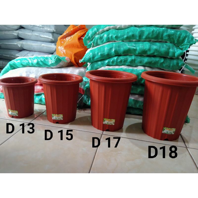 pot yogap pot tanaman minimalis pot plastik cokelat pot plastik putih