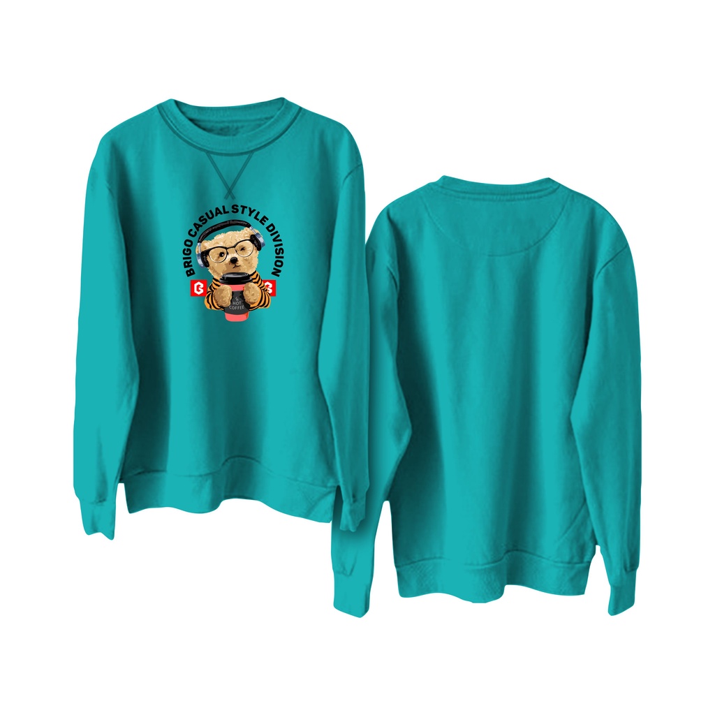 Sweater Crewneck BRIGO Sablon DTF Fleece Cotton || BRIGO Basic Sweatshirt Beruang Hot Coffe M-XXL (Pria &amp; Wanita) Free stiker&amp;Gantungan Kunci