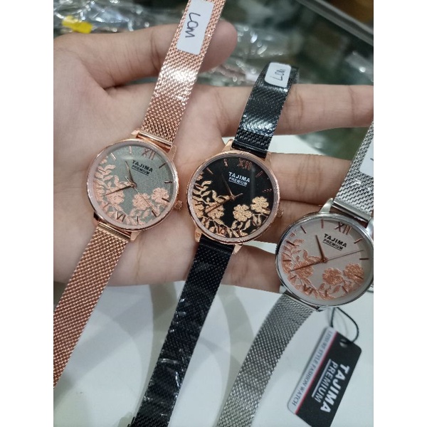 Jam Tangan Wanita Analog Tajima Platinum Stainless Steel