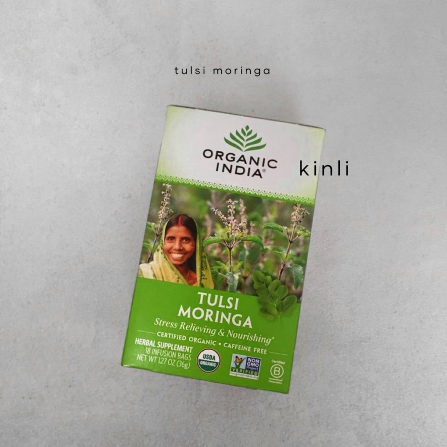 organic india tulsi tea moringa caffeine free 18 infusion bags 1.27oz