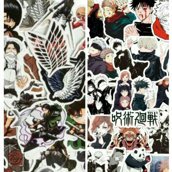 

5pc / hologram haikyuu, evergarden, attack on Titan, jujutsu kaisen sticker set