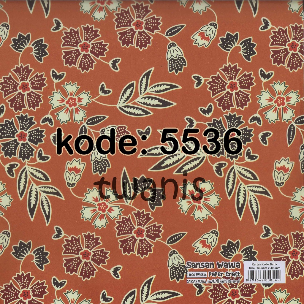 

Kertas Kado Batik Bunga Pembungkus Hadiah SANWA kode 5536 isi 30 lembar bisa campur motif lain