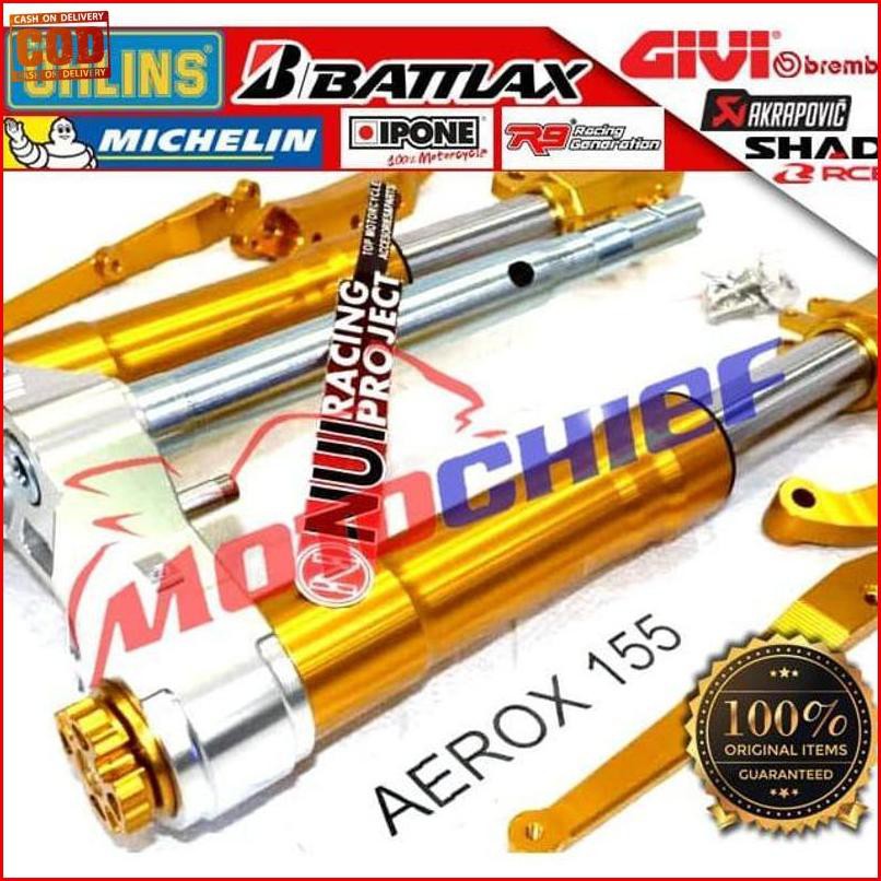 }277} Upsidedown Usd Shock Depan Double Disk Nui Racing Yamaha Aerox 155 Ori ”