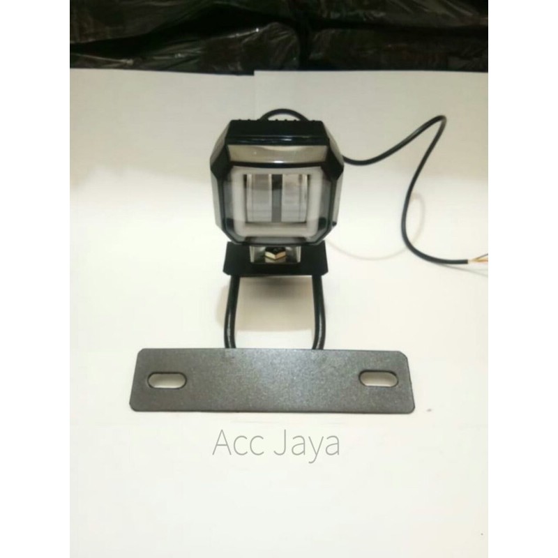 Breket Lampu Plat Nomor RX King + Lampu Tembak Daymaker Mini Kotak 2LED RXK