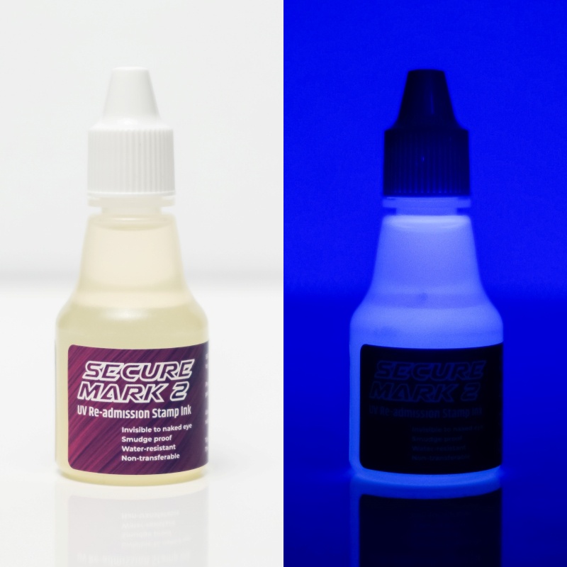 Secure Mark 2 - Tinta Stempel UV Invisible Ink permanen, anti air ke tangan - Kontrol tanda masuk pengunjung acara venue