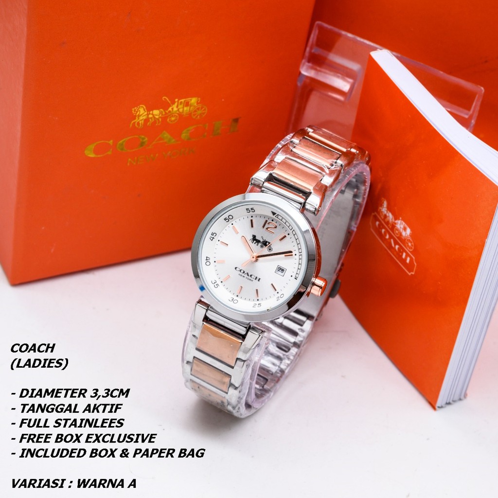 JAM TANGAN WANITA FASHION RANTAI BODY BULAT TANGGAL AKTIF