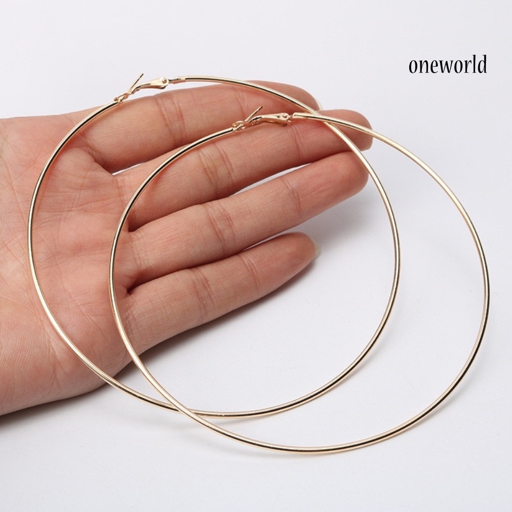 OW# Simple Women Hollow Big Circle Hoop Earrings Party Statement Jewelry Friend Gift