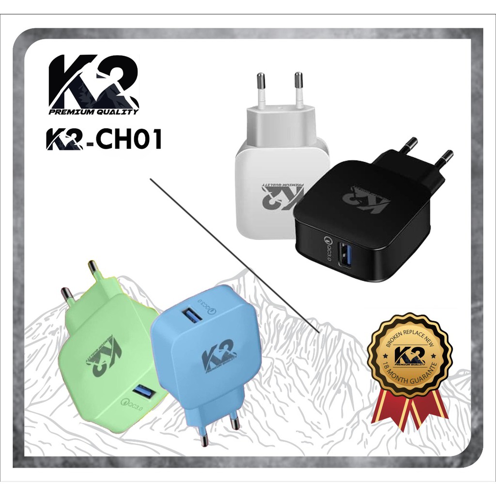 Charger K2-CH01 MACARON K2 PREMIUM QUALITY Fast Charging Qualcomm 3.0