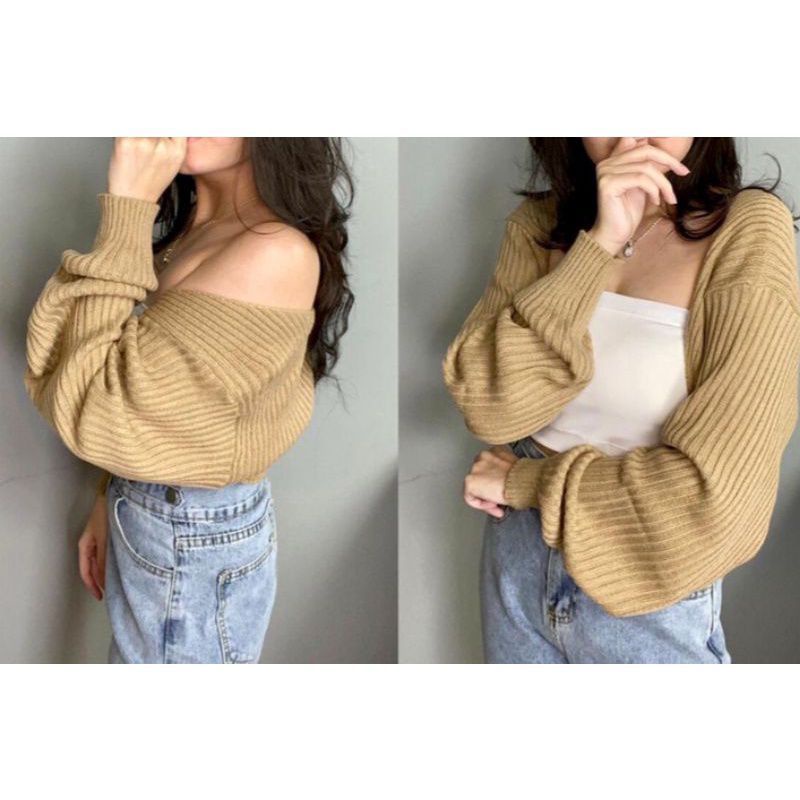 FX SHOP LIAM OVERSIZE CROP CARDIGAN / LINKA CROP OUTER / BOLERO / OUTER KNIT PREMIUM / CROP CARDI