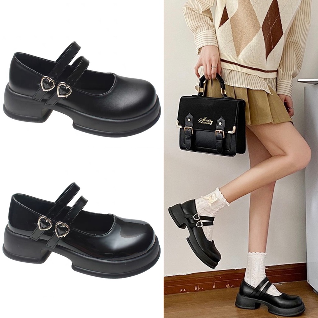 AVANCEID 1820 Heels Sepatu Sneakers Wanita Kerja Docmart Hitam Import