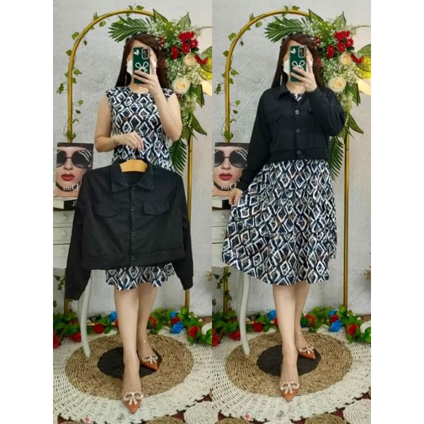 DRES ROMPI ABSTRAK BAHAN VOXY/DRESS