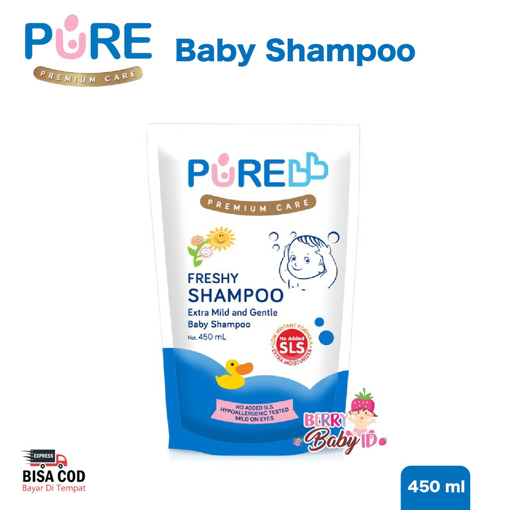 PureBB Baby Shampoo Shampo Bayi dan Anak Freshy &amp; Fruity Refill 450 ml Pure BB Pure Baby Berry Mart