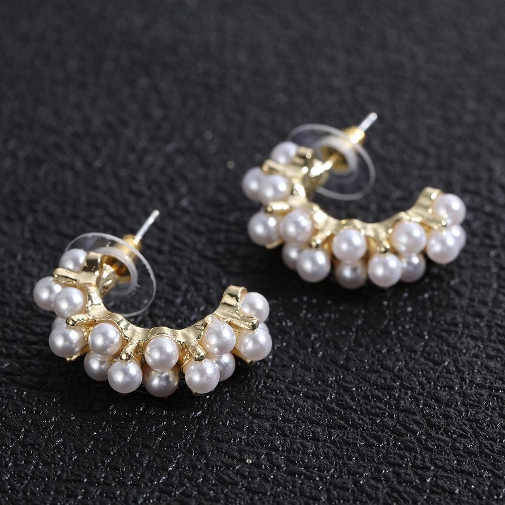 Nanas 1pasang Anting Hoop Wanita Perhiasan Lucu Setengah Lingkaran Geometris Drop Earrings Ear Stud