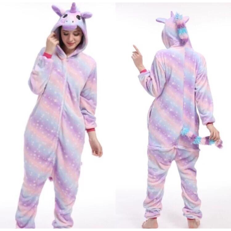 BAJU ONESIE UNICORN KOSTUM COPLAY GALAXY UNGU BINTANG POLKADOT