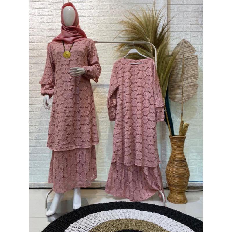 TERBARU GAMIS MALAYSIA BROKAT PINK / GAMIS MELAYU BROKAT PINK