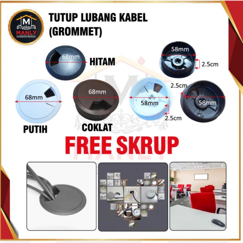 Tutup Lubang Kabel / Grommet isi (1 pcs)