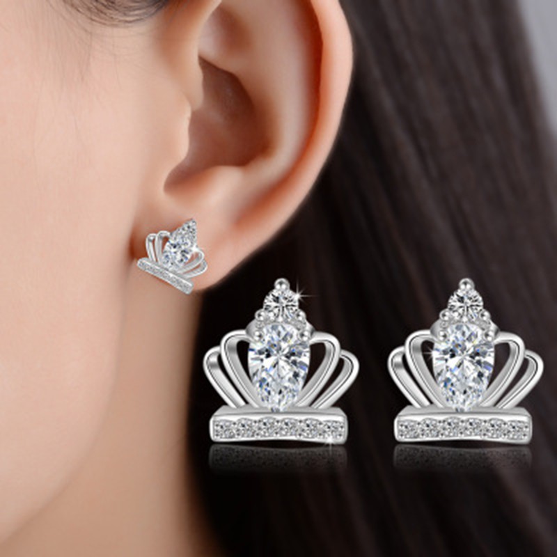 925 anting perak sterling anting-anting wanita dengan perhiasan fashion berlian