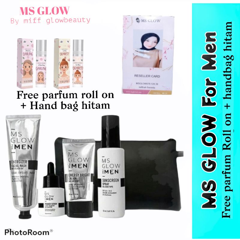 Miffglow - MsGlow For men paket basic dan complete Ms GLOW MEN krim laki laki, perawatan wajah pria