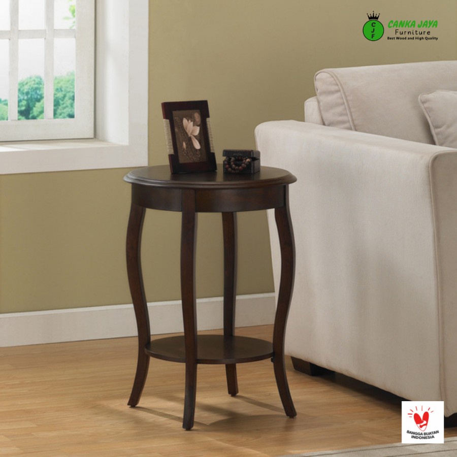 CANKA Round - Meja Kecil Samping Sofa Bulat Minimalis Jati Side Table