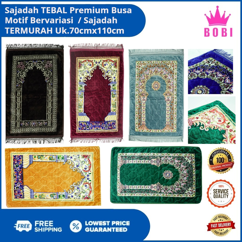 Sajadah TEBAL Premium Busa Motif Bervariasi Rumbai atau Polos / Sajadah TERMURAH Uk.70cmx110cm