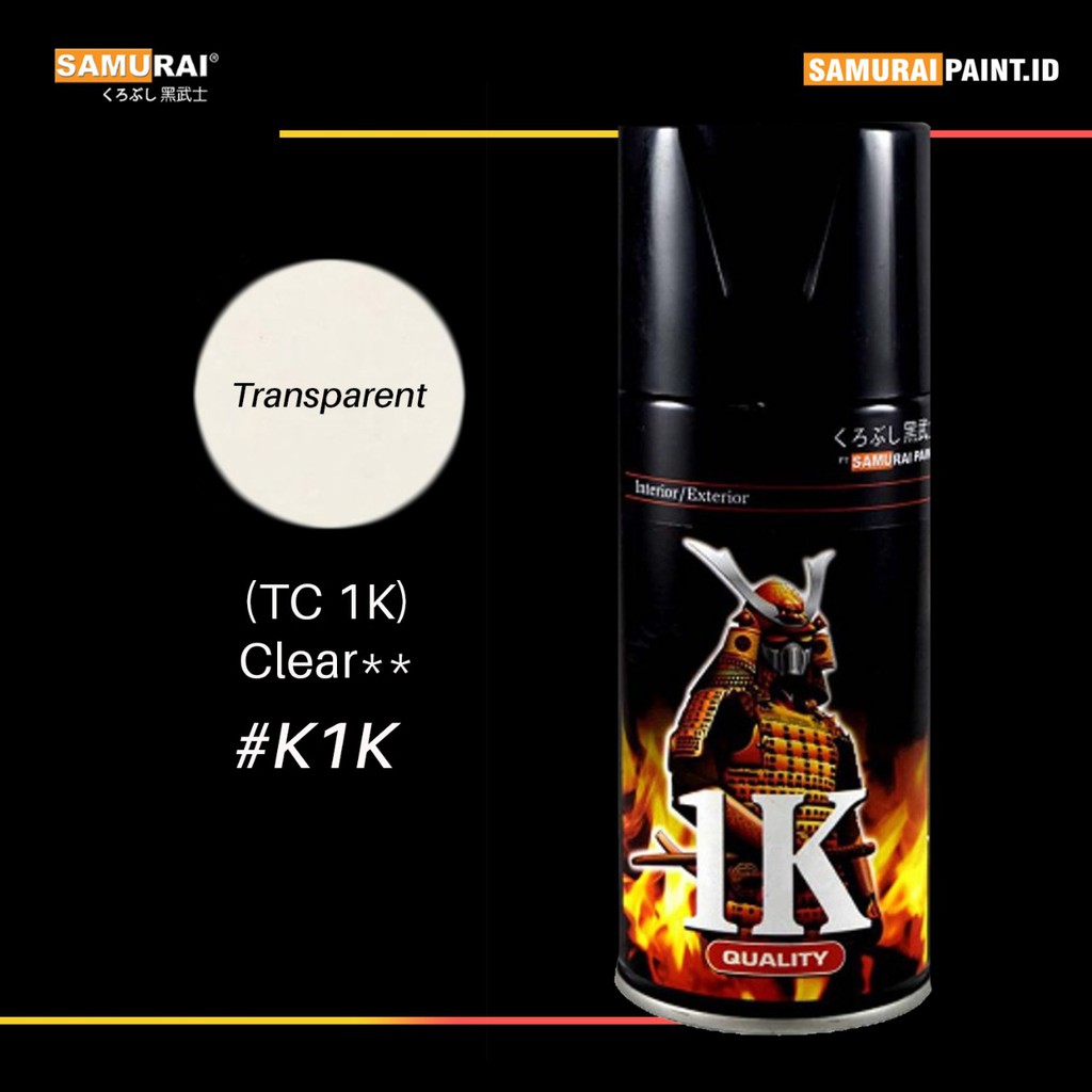 Samurai Paint Clear #k1k 1k Series ( isi 300 ml &amp; warna bening / transaparan ) ini clear glossy 1k