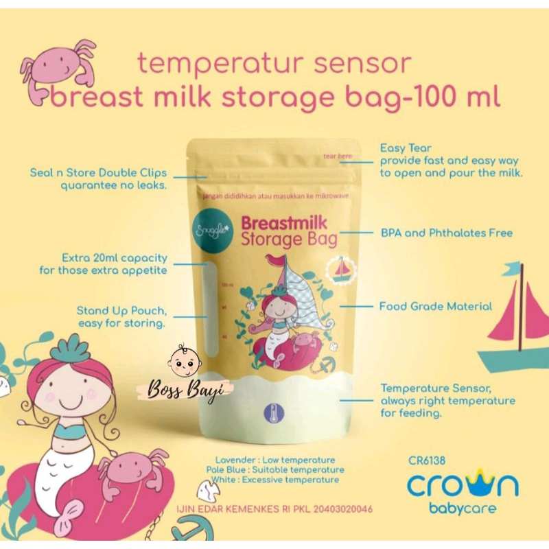 CROWN Baby Care - Kantong Asi 100ml extra 20ml / Breast Milk Storage Bag / Tempat Penyimpan Asi