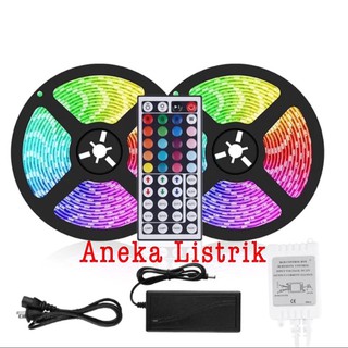 LED STRIP RGB 5050 WARNA WARNI IP44 10M AC 220V + ADAPTOR