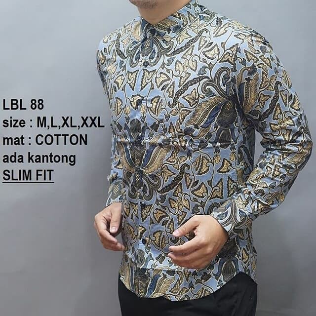 LBL88 KEMEJA BATIK PRIA SLIMFIT MEWAH UNIK BAJU BATIK PRIA BEST SELLER