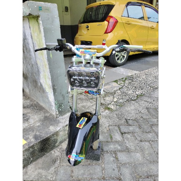 Shock depan ninja pnp rx king set led daymaker oval terbaik