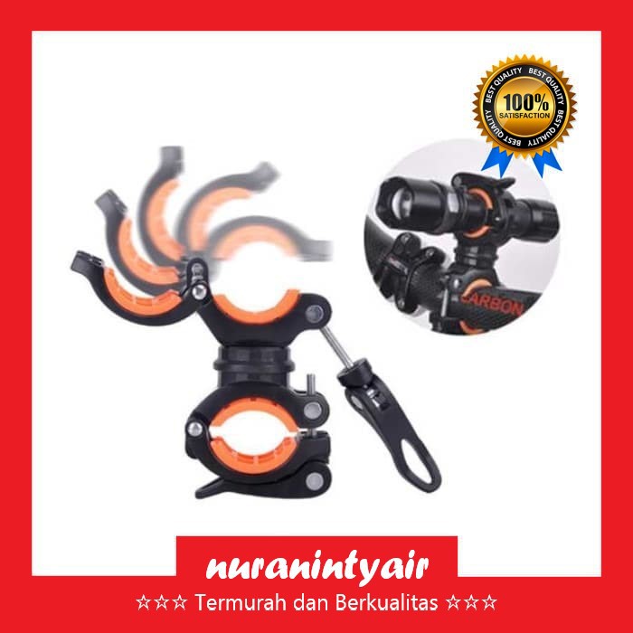 Klem Penjepit Senter pada Stang Sepeda 360 Derajat - Holder Senter ABS