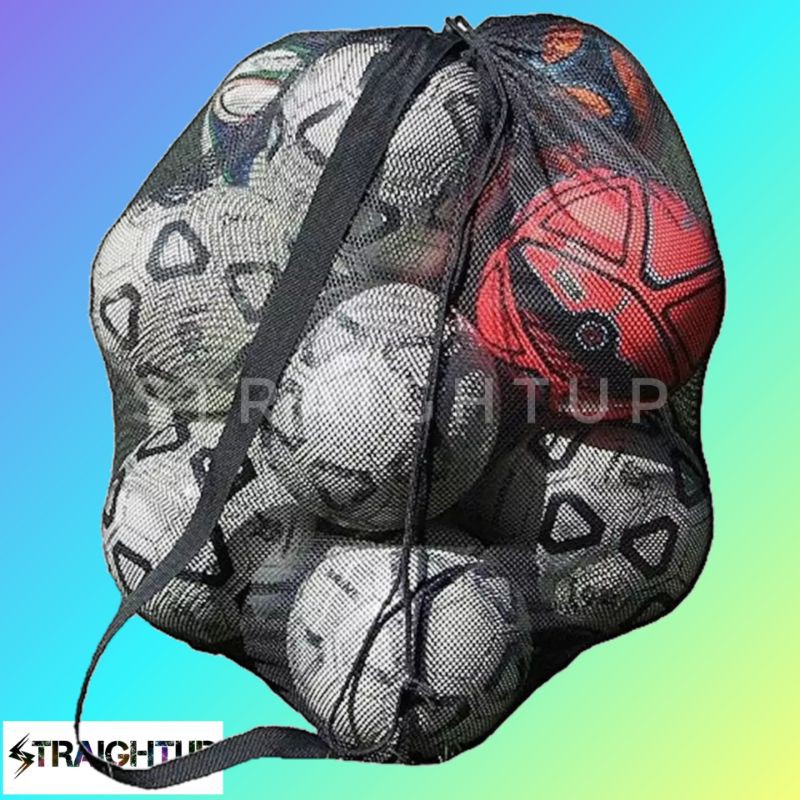 Tas Jaring Penyimpanan Bola Kapasitas Besar - Kantong Jaring Olahraga Penyimpanan Bola Sepak