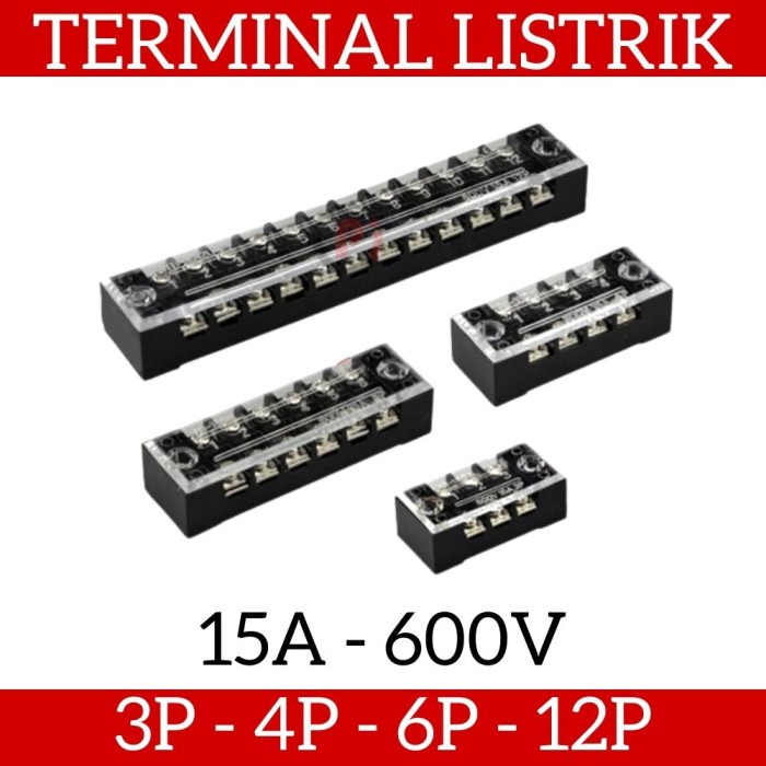 Terminal Block Blok Listrik 15A TB 1503 1504 1506 1512 3P 4P 6P 12P