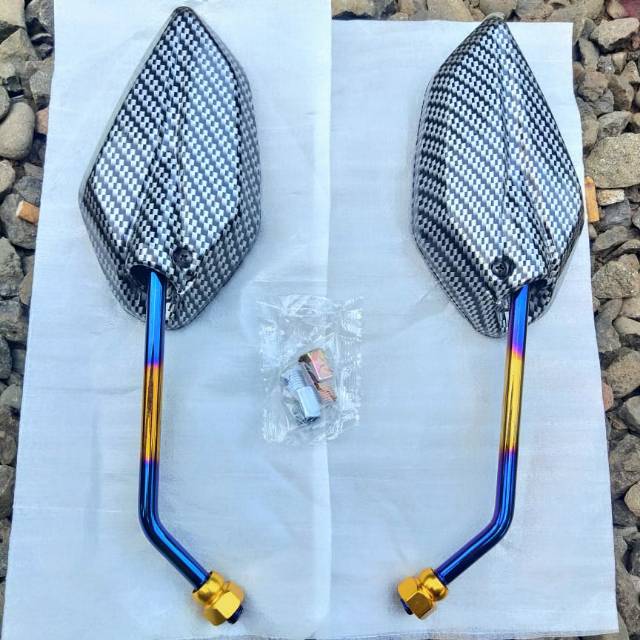 Spion karbon two tone yamaha tangkai panjang Sepion Carbon 2tone model jupiter vixion vega zr mio