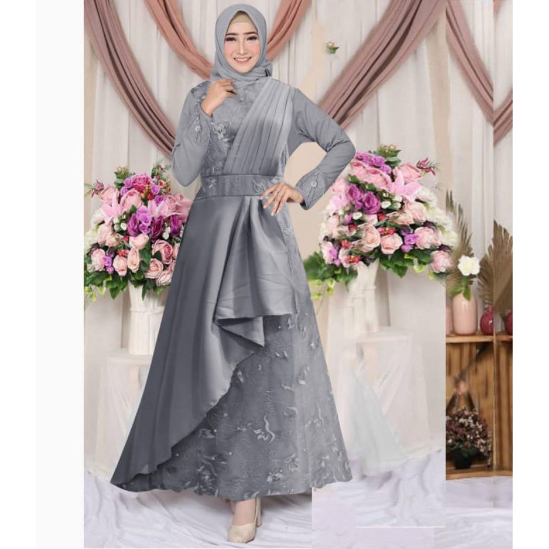 (MODEL BARU)SIZE S/M,L,XL,XXL GAMIS MAXI RENA/GAMIS BRUKAT TILLE/GAMIS KONDANGAN/GAMIS MUSLIM WANITA