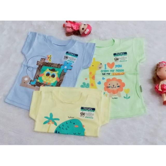 Oblong Bayi Ridges baby Sablon Warna Lengan Pendek