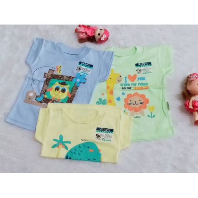 Oblong Bayi Ridges baby Sablon Warna Lengan Pendek