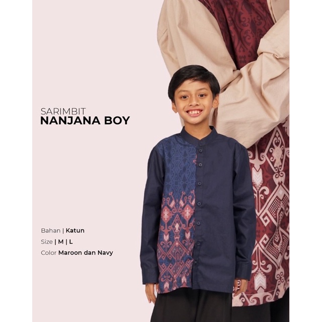 Baju Koko Anak Sarimbit Nanjana Boy Elzatta Hijab Ori
