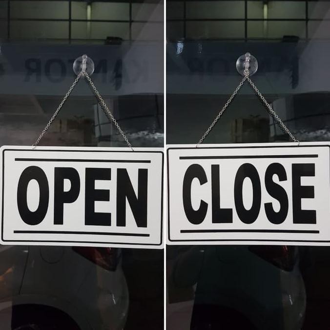 Ready COD Papan pintu 'open close' gantung / door sign block open close akrilik ORIGINAL