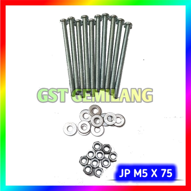 10 SET BAUT MUR Ring JP M5 X 75 KEPALA BULAT