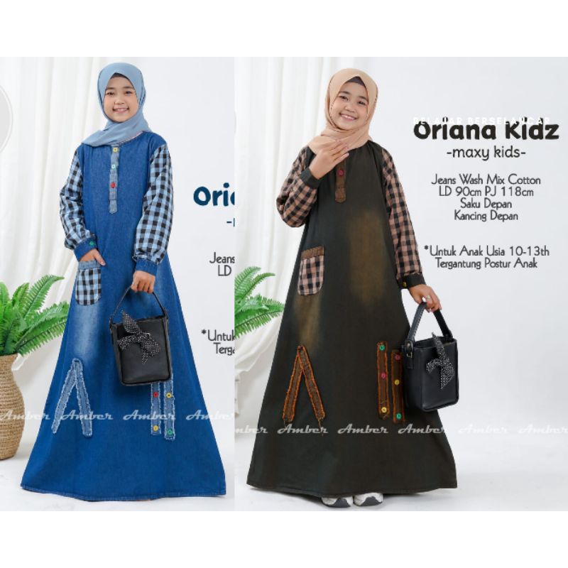 Baju Anak Gamis Anak ORIANA Kids Maxy Dress Jeans