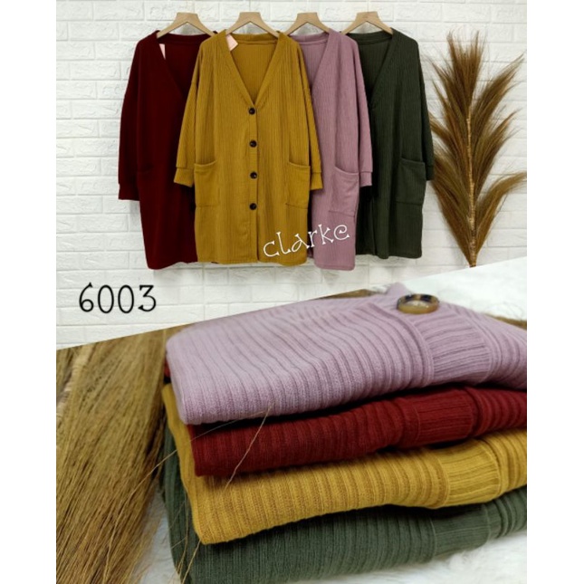 Tunik Cardigan Rajut Import Kancing Hidup Keren#6003-1189