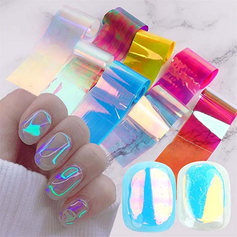 1 Rol Stiker Kuku Motif Aurora Ice Cube Untuk Dekorasi Nail Art