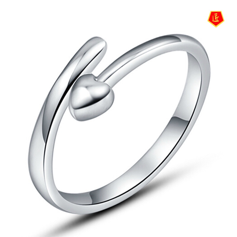 [Ready Stock]Women's Korean-Style Heart-Shaped Silver Ring